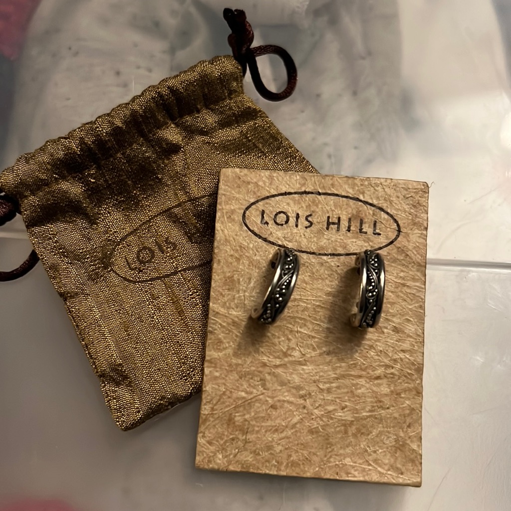 Lois Hill Granulated Sterling Silver Hoops